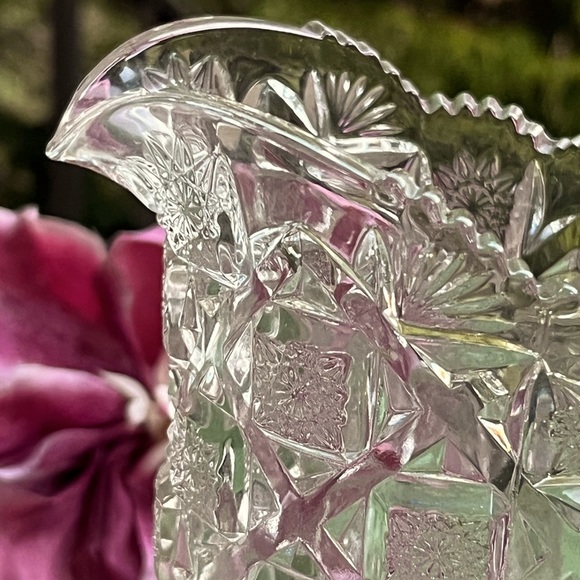 Westmoreland EAPG  Pitcher Clear Glass  Old Quilt Design  7.5".tall. - Picture 2 of 7